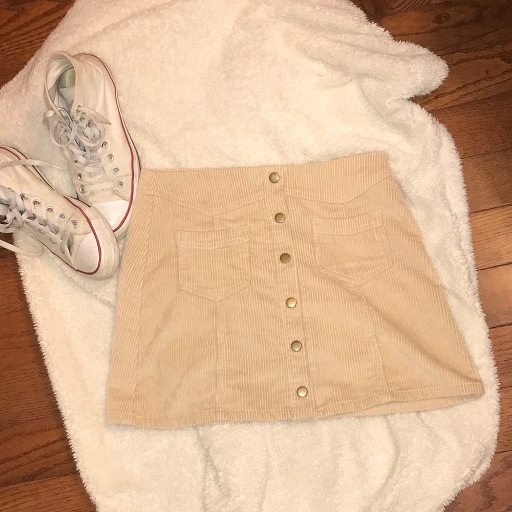 Tan Button Down Skirt + GIFT
